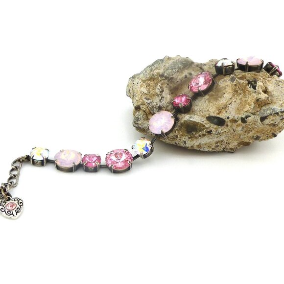Rosé Glow Light Pink and Crystal AB Tennis Bracelet Made with Genuine Crystals - Picture 8 of 8
